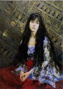 Vitaly Grafov. Portrait of a Girl on the Carpet Background.